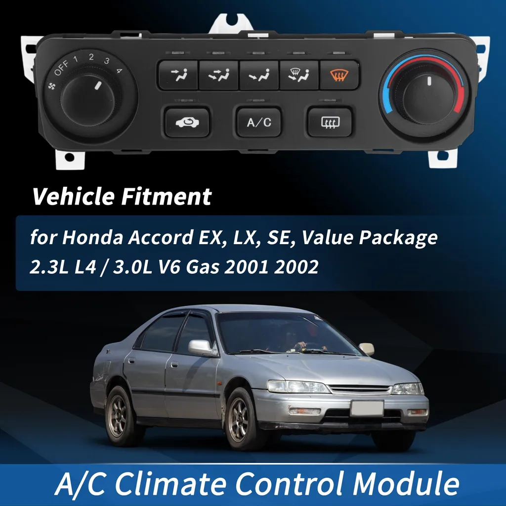 Panneau de Contrôle Chauffage Honda Accord 01-02 Unité HVAC Central Noire