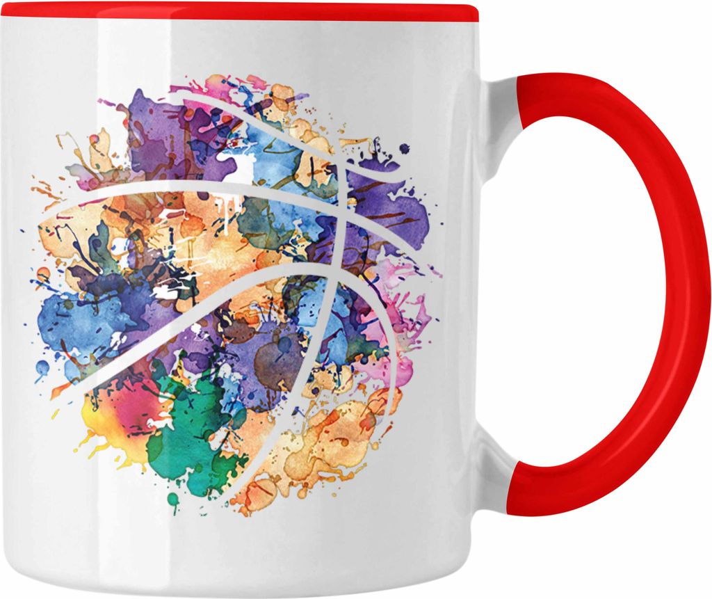 Trendation - Basketball Tasse Geschenk für Basketballspieler Kaffee-Becher Basketball Trainer Coach (Rot)