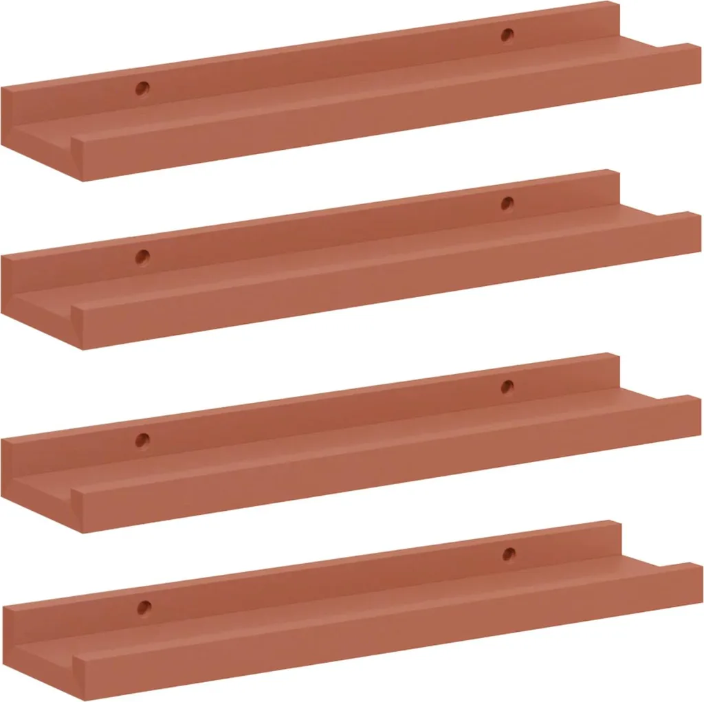 SYFAX™ Set 4 Mensole Rosso Legno Multistrato 40x9x3cm Design Parete