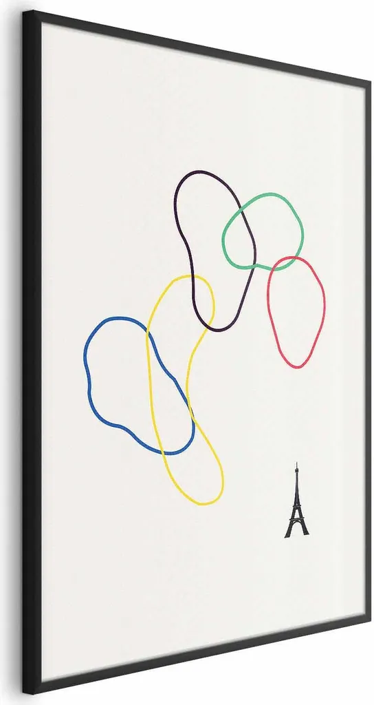 Quadro Astratto 60x90 Cerchi Colorati con Cornice Nera Sottile