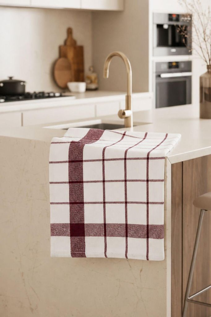 Ścierka kuchenna bawełniana 50x70 cm bordowa waflowa Mela Zdjęcie produktu 