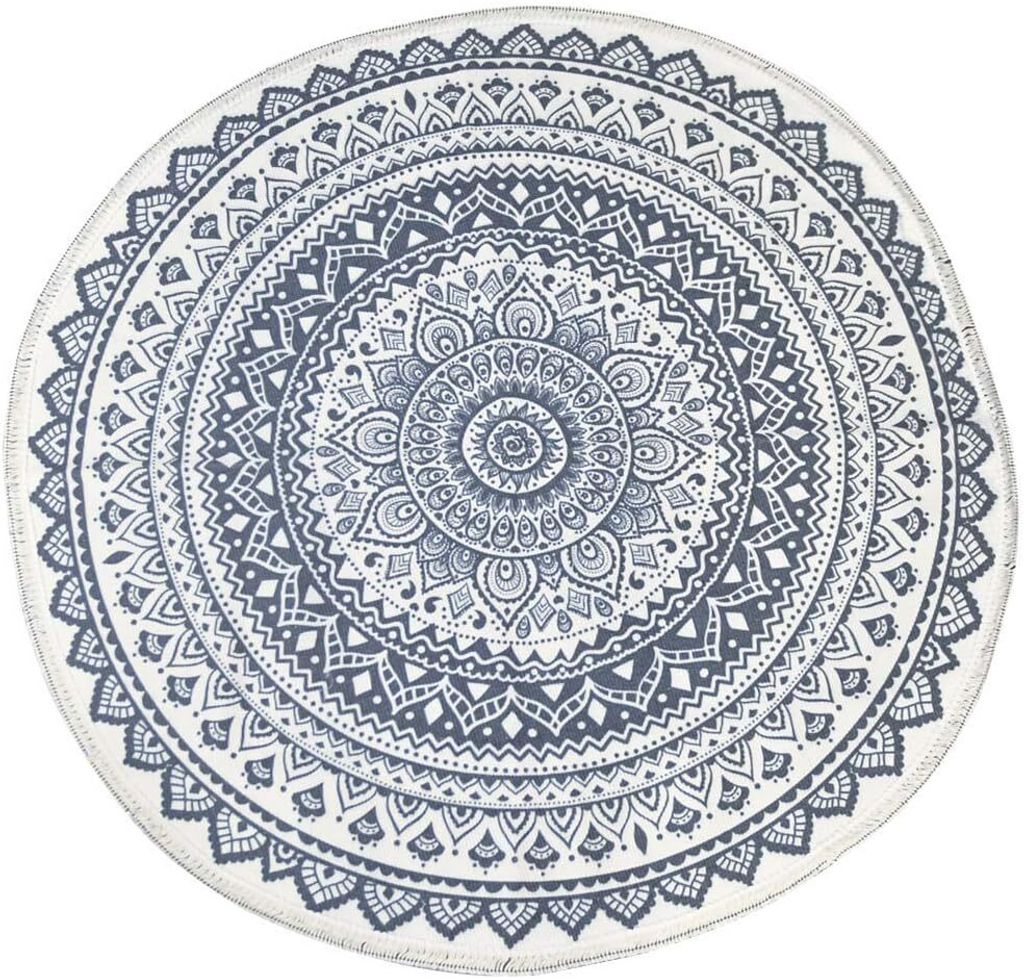 Runder Teppich, bedruckter Teppich, dünner Webteppich, runder Teppich im Boho-Stil für Wohnzimmer und Schlafzimmer