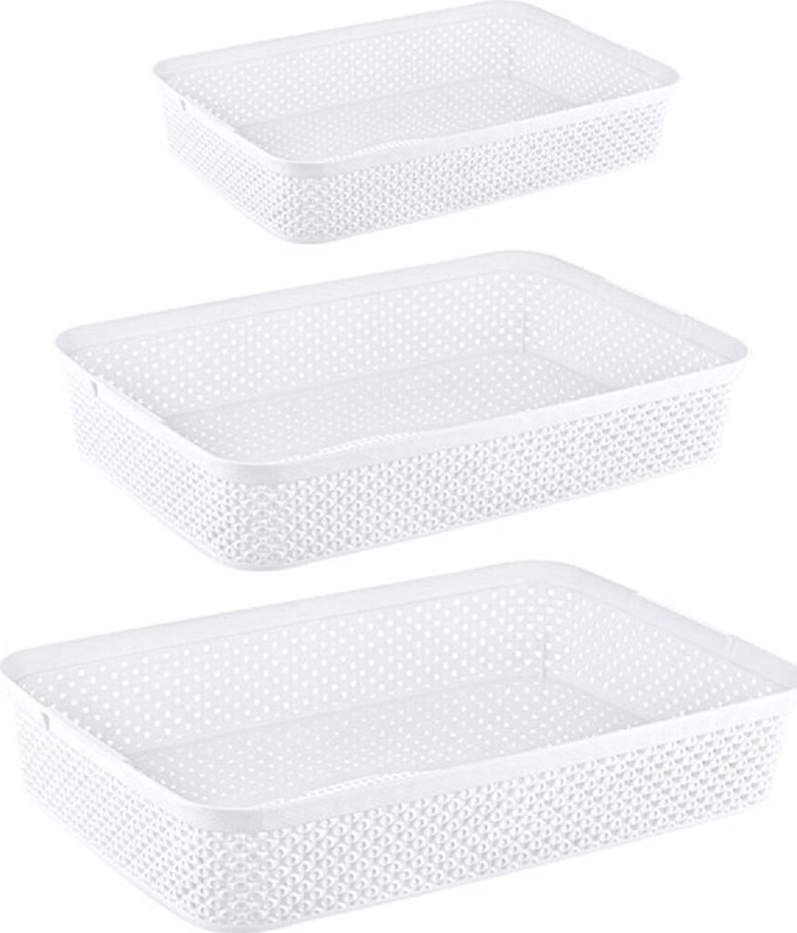 Korb Organizer Set 3-teilig (S, M, L) – Praktische Aufbewahrungslösungen für jedes Zuhause Weiß