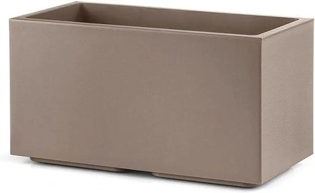 Pot de fleurs rectangulaire 80x40x30 cm en plastique taupe résistant