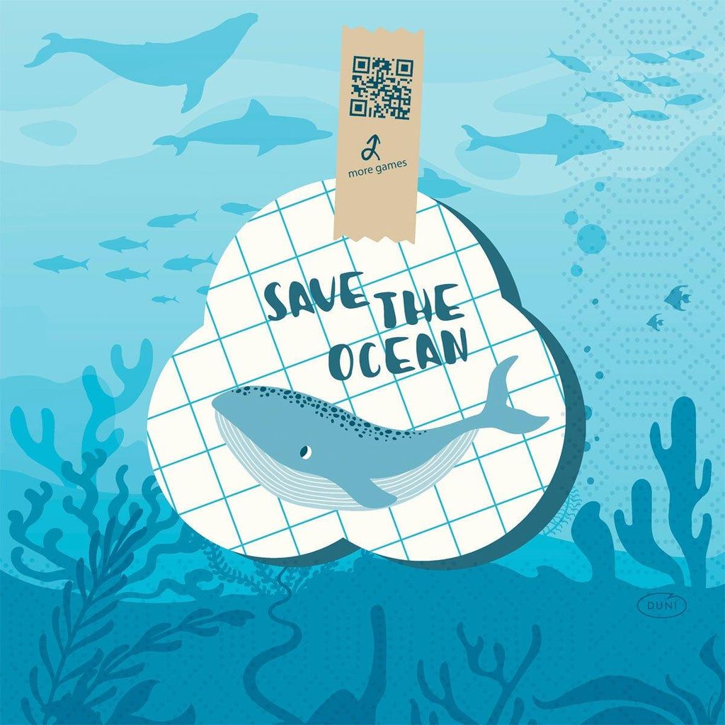 Duni Save the Ocean Tissue Serviette 33 x 33 cm 3 lagig 50 Produktbild 