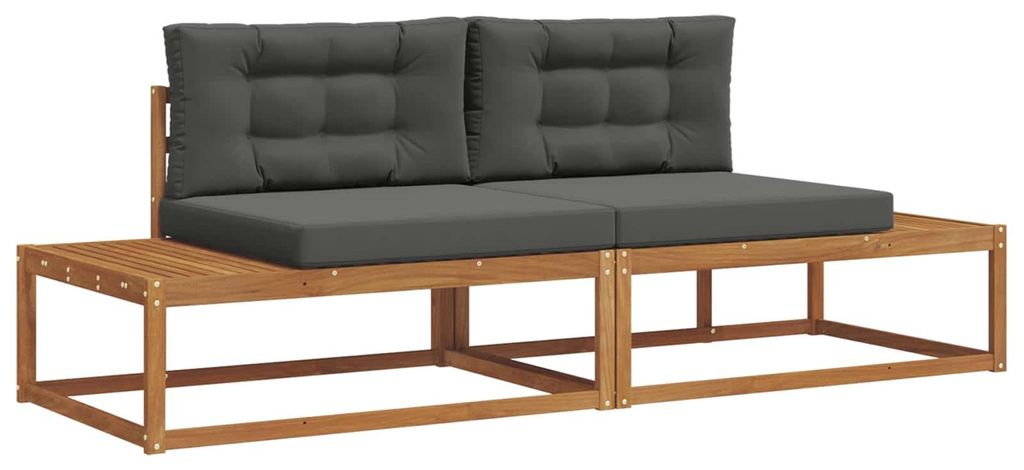 Outdoor-Sofagarnitur mit Kissen 2 Stück Natur und Anthrazit
