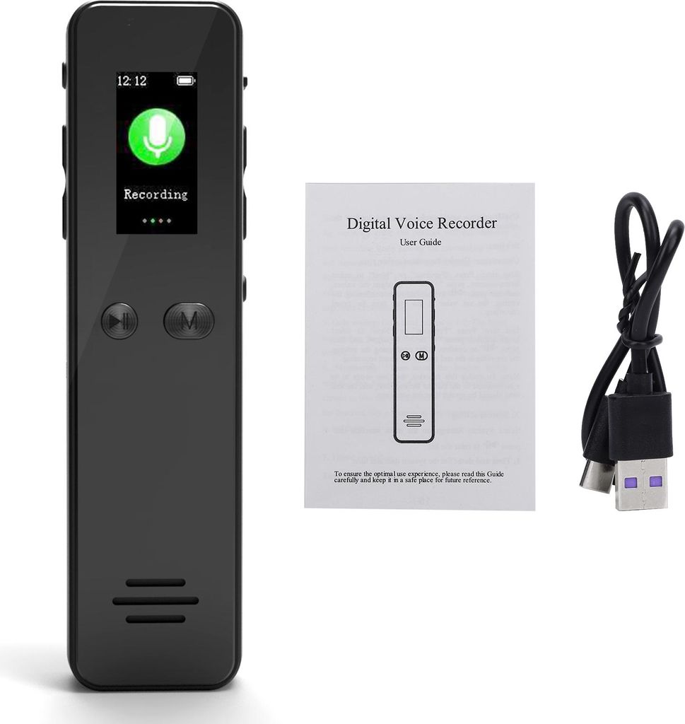 Smart Voice Recorder with 64GB Memory 1536kbps Recording TFT Screen Built in Speaker Password Protection 18H Battery Life for Students Teachers