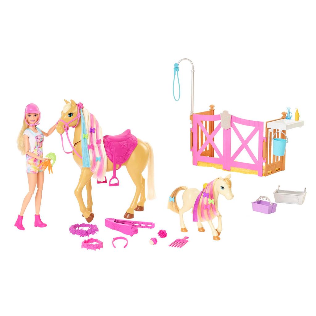 Barbie Reiterin Puppe, inkl. Pferd und Fohlen