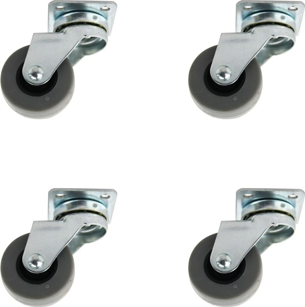 Möbelrollen 4er Set Hartgummi ø 40mm mit Anschraubplatte Transportrolle Metall