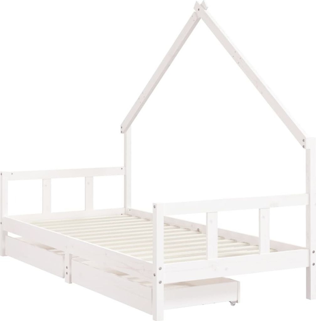 "2026 Aktion"Kinderbett - CLORIS - Jugendbett eleganten Design - mit Schubladen Weiß 90x200 cm Massivholz Kiefer - DEMöbel5656210