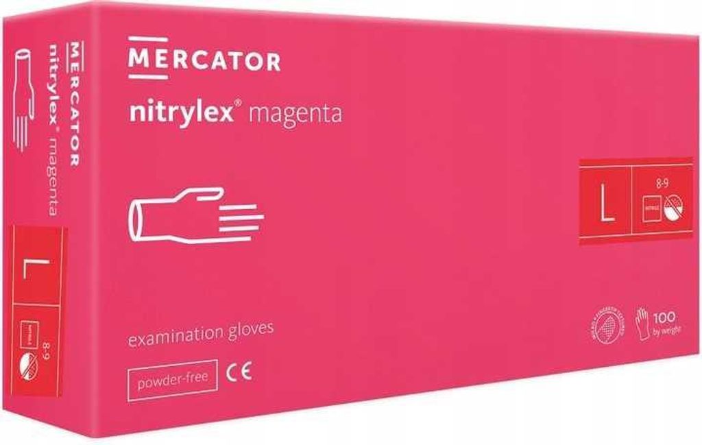 Nitrilové rukavice 100 kusů 9-L Nitrylex Magenta Obrázek produktu 