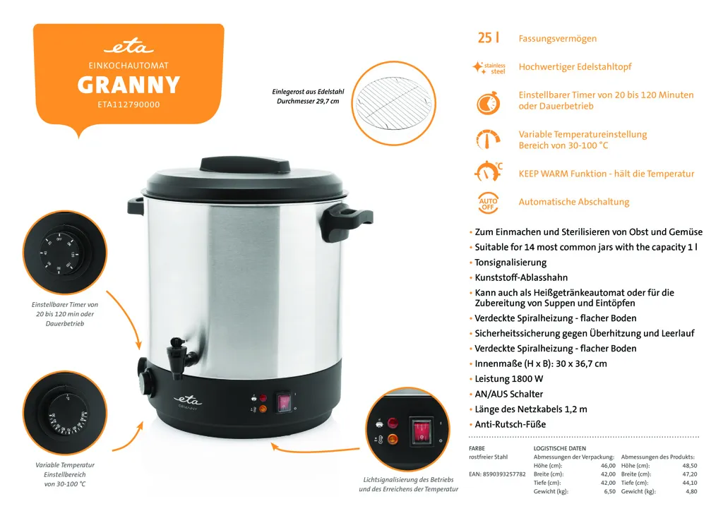 Cocotte-minute ETA Granny pour Cuisson Rapide Sous Pression avec Minuteur - 3