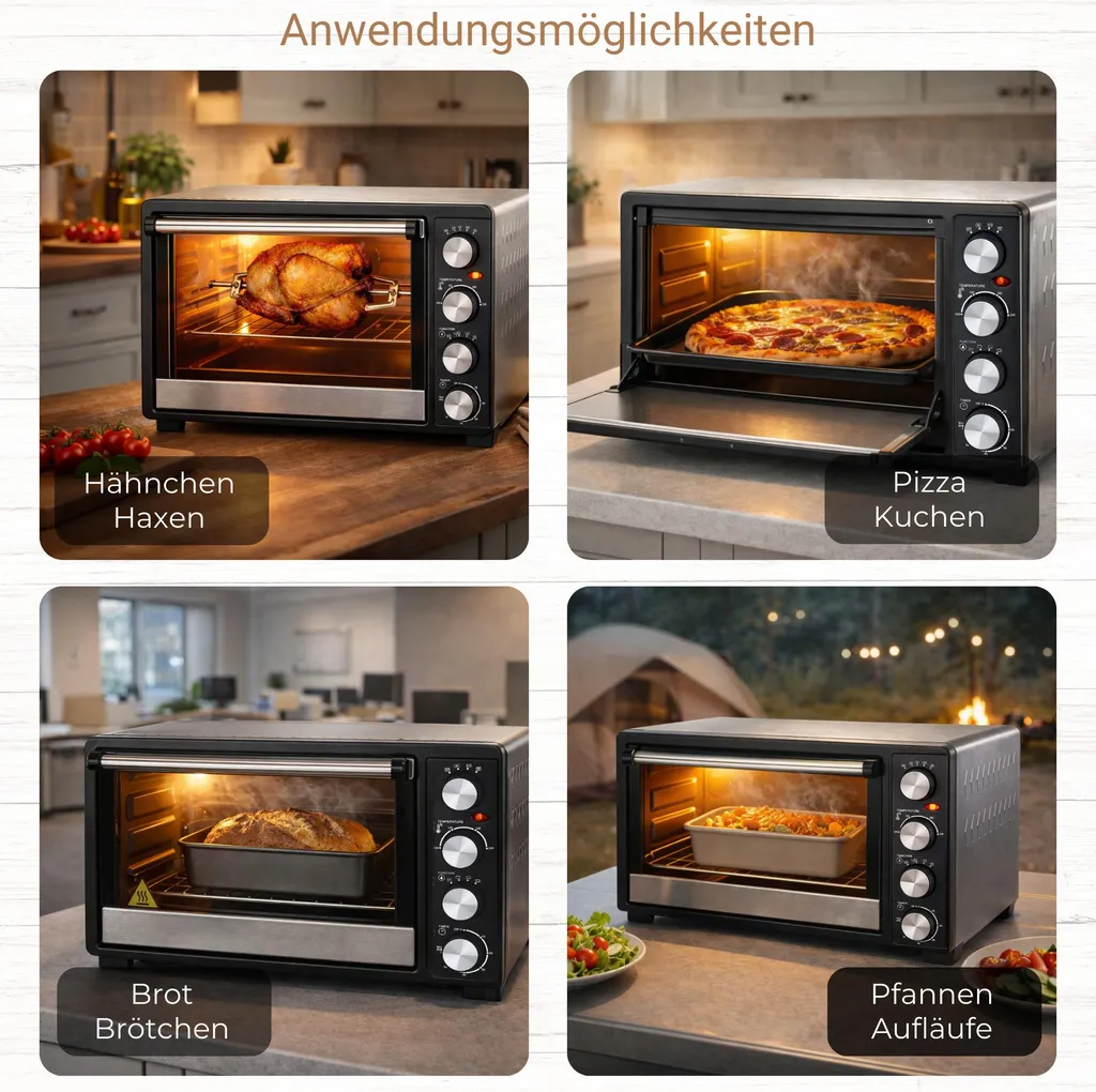 Four à pizza compact Budisu 45 Litres avec mode de cuisson ventilée