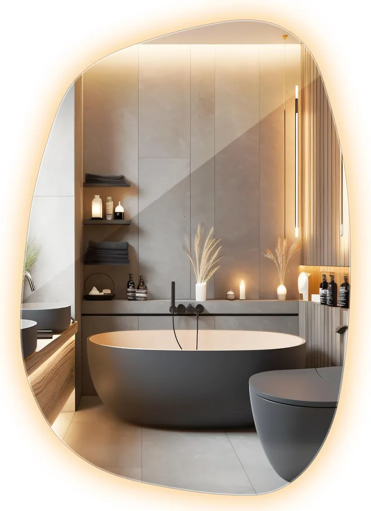 Specchio Bagno LED Irregolare Luce Calda 3000K - Relax e Design Moderno