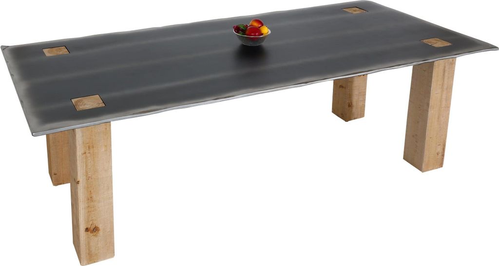 Esstisch MCW-L76, Tisch Esszimmertisch, Industrial Massiv-Holz MVG- 240x100cm, natur mit Metall-Optik