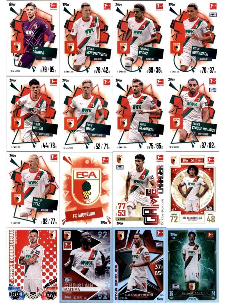 Topps Match Attax Bundesliga - 2025/26 - Mannschaftspaket - FC AUGSBURG