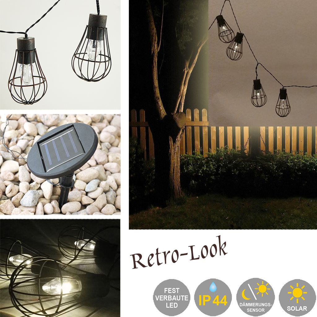 LED Solar-Gitter-Lichterkette 10-flammig