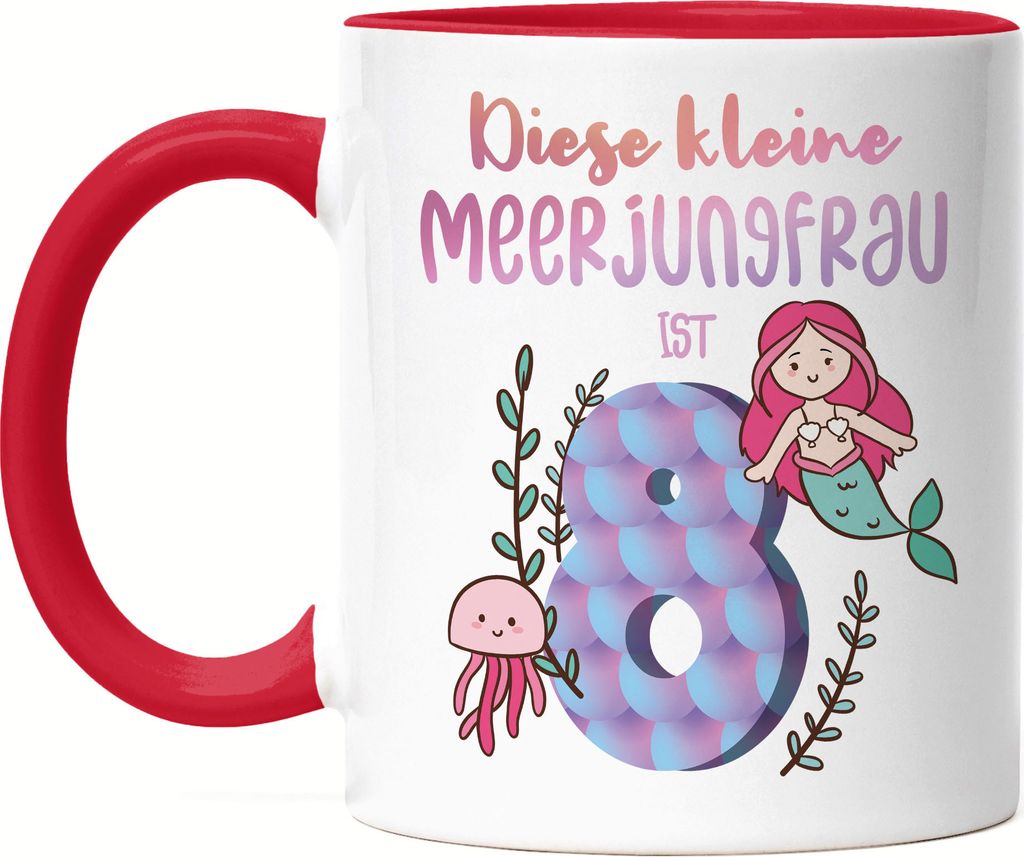 Diese Kleine Meerjungfrau Ist 8 Tasse Rot Geburtstagsgeschenk 8. Geburtstag Süßes Motiv