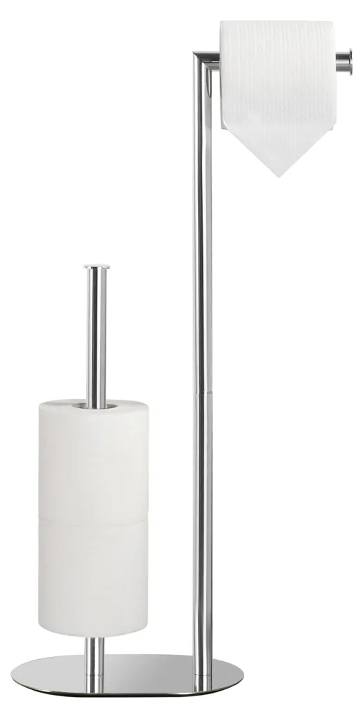 Porte-rouleau WC sur pied inox brillant - Support stable anti-corrosion