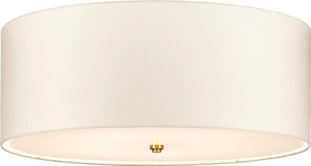 Grand luminaire 5 lampes E27 Fletcher Flush laiton et textile 66 cm