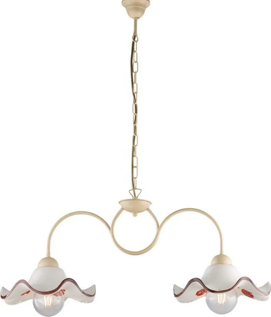 Lustre Anémone fer ivoire et diffuseurs céramique d.30 marron, 2 lumières