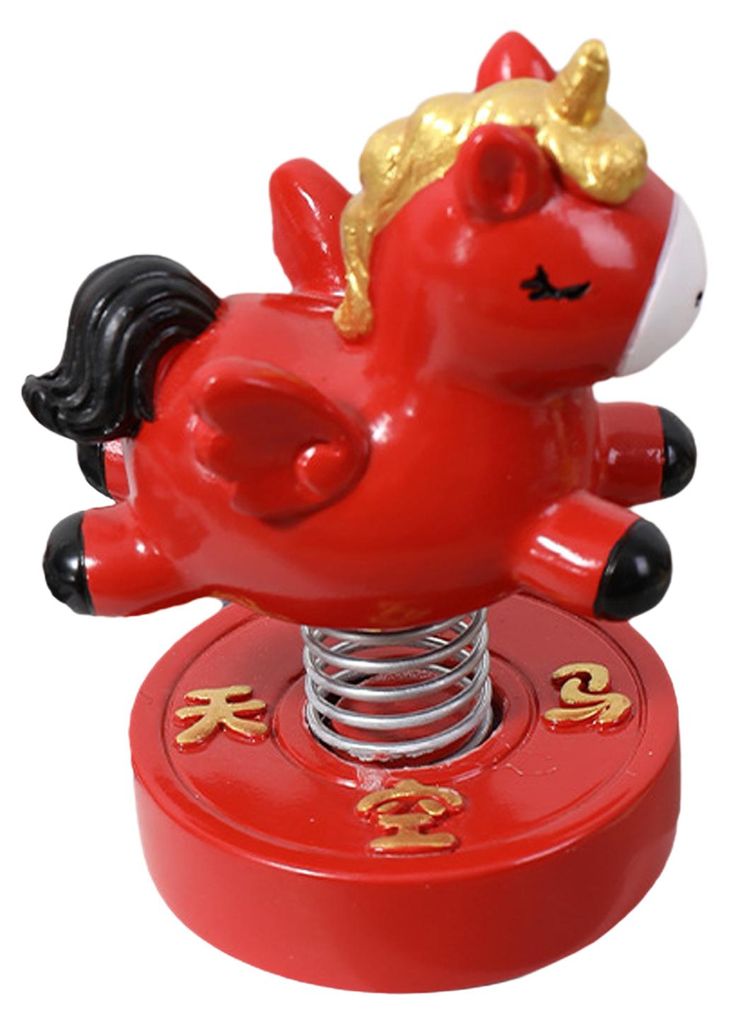 Cartoon-Pferdefigur bringt Glück und Wohlstand, Mini-Pferdestatue, federndes Pferde-Fidget-Spielzeug, Neujahrsdekoration
