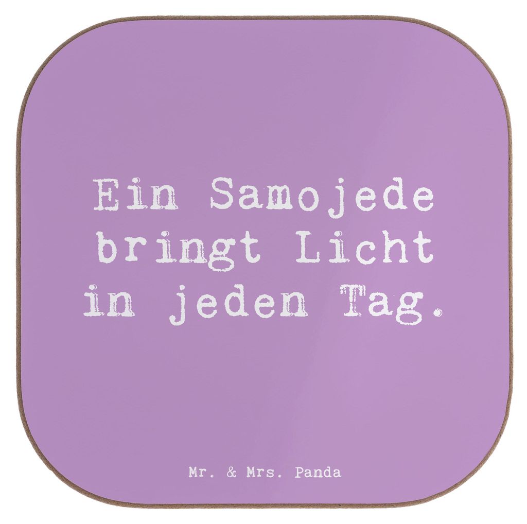 Mr. & Mrs. Panda Holzuntersetzer Spruch Samojede Licht - Lavendeltraum - Geschenk, Hunderasse, Untersetzer Gläser, freundliches Wesen, Tischschone...
