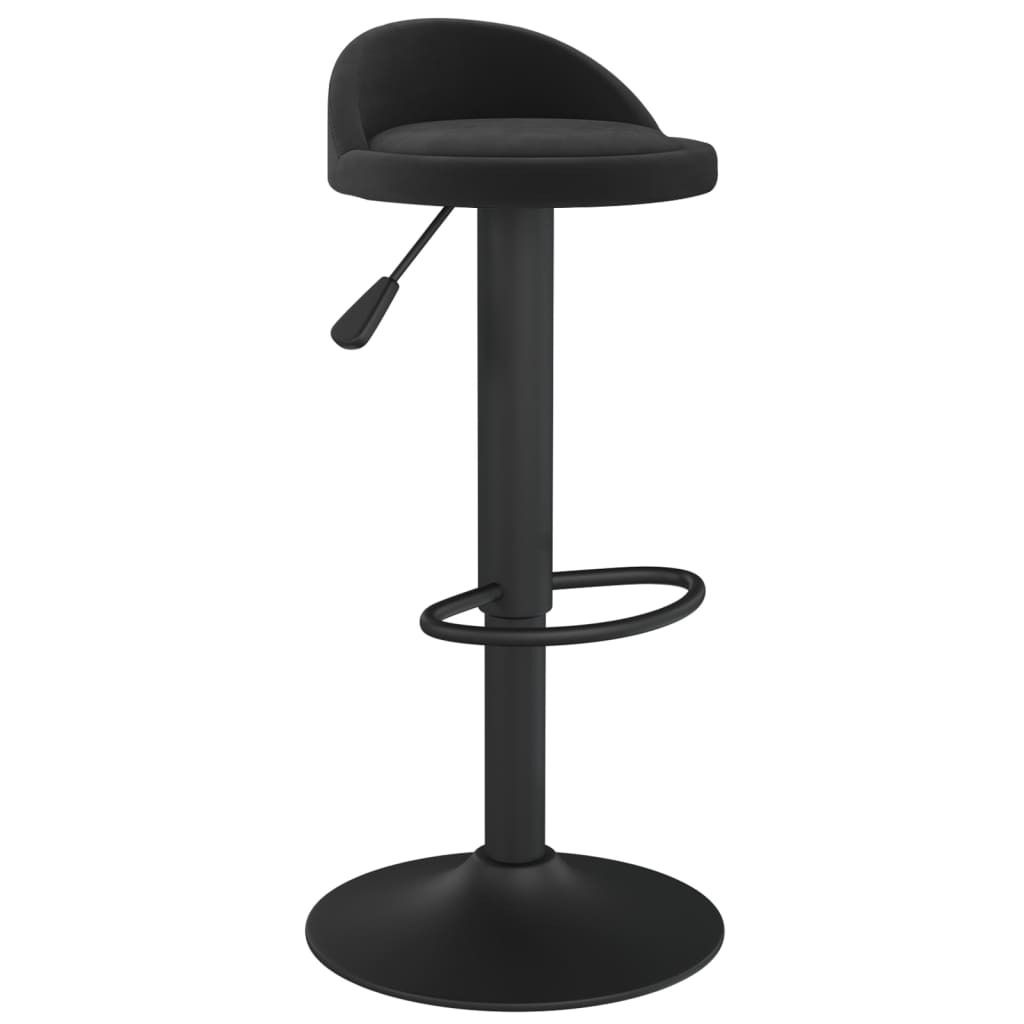 Schwarzer Samt Barhocker, höhenverstellbar & drehbar, mit Fußstütze, 36x38x(72-94)cm