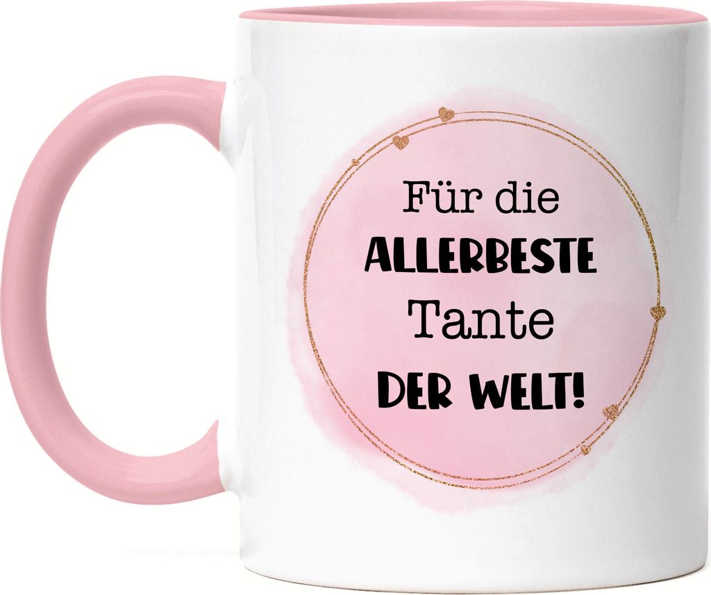 Für die allerbeste Tante der Welt Tasse Rosa Tante Patentante Geburtstag Weihnachten