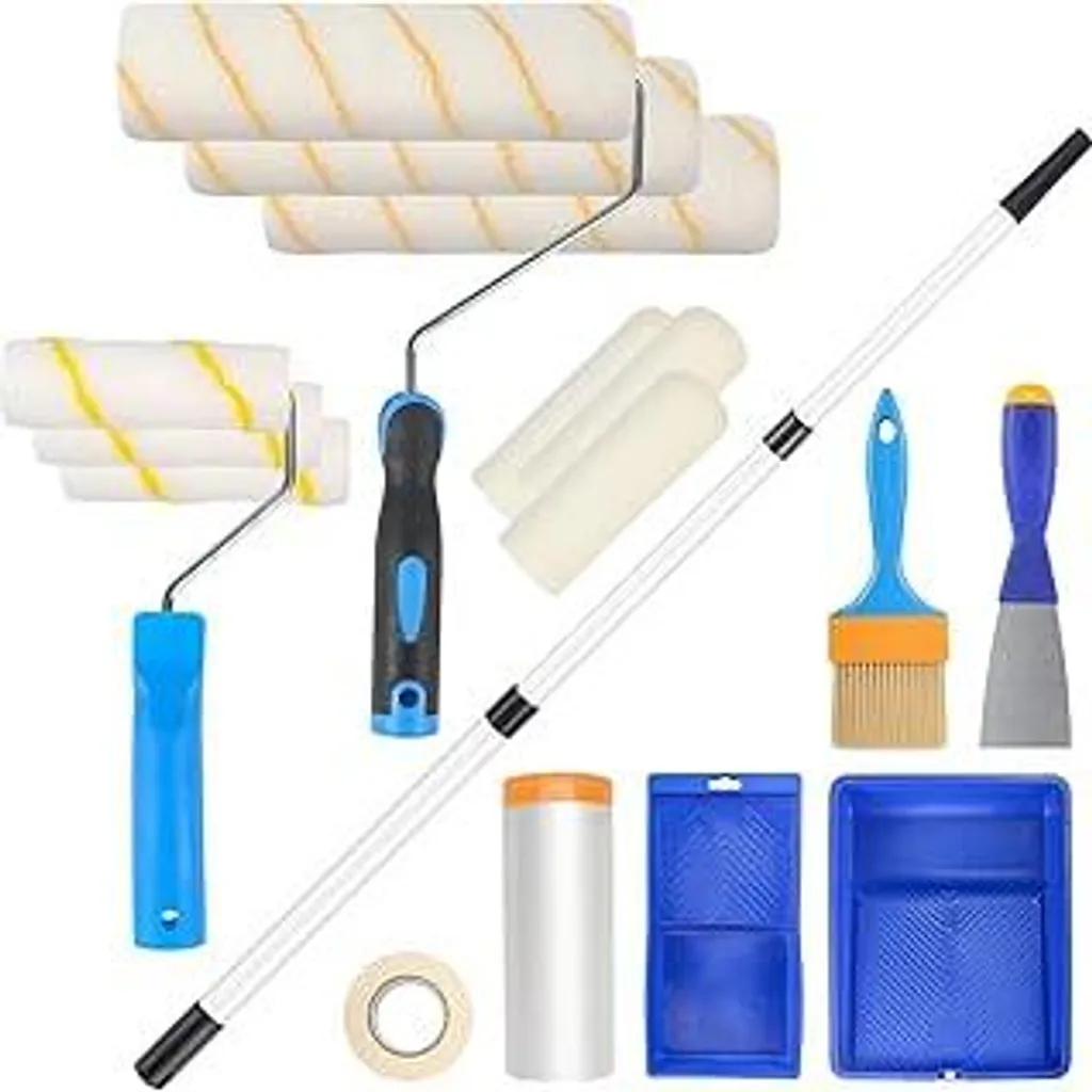 Zezirdas Set 18 Rulli Verniciatura Professionale con Asta Telescopica
