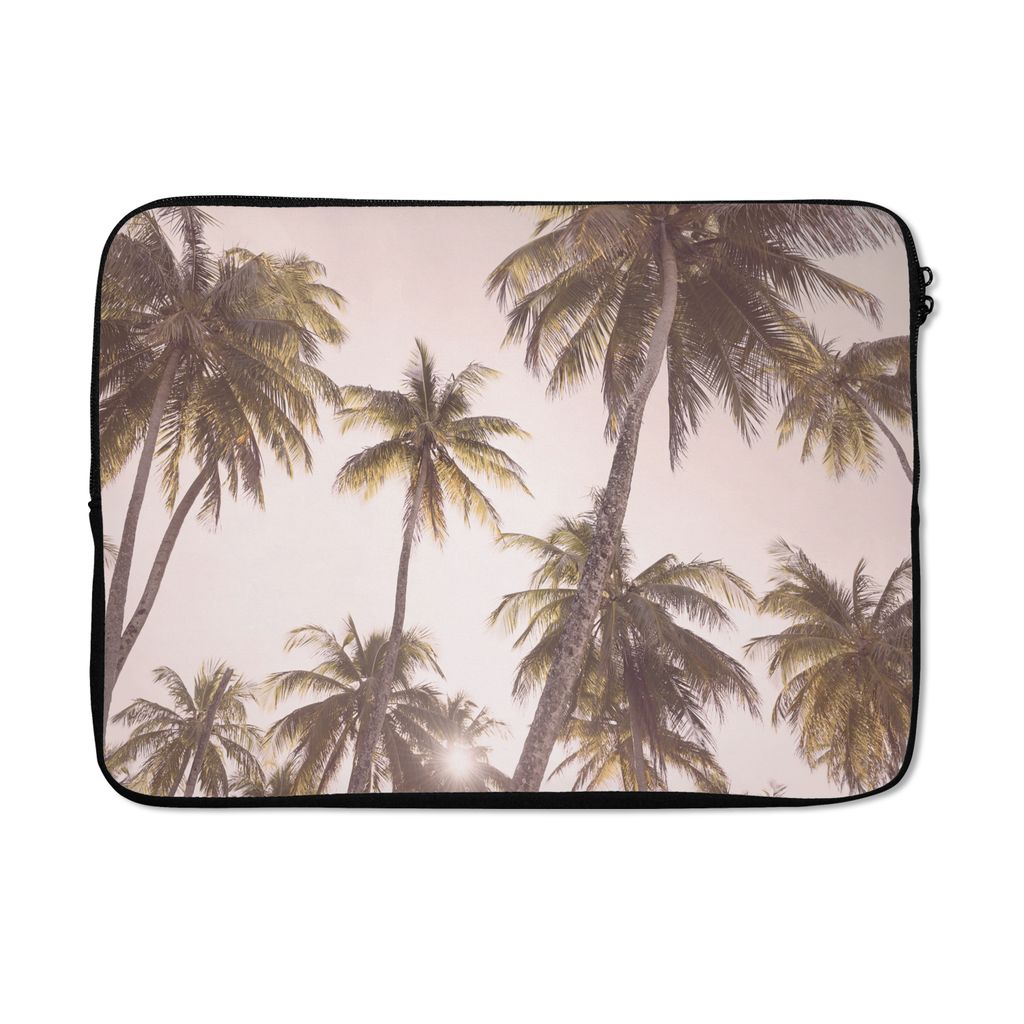 MuchoWow Laptop Hülle 13 Zoll Palmen - Grün - Sonne - Natur Laptoptasche - Laptophülle - Sleeve - Rundumschutz