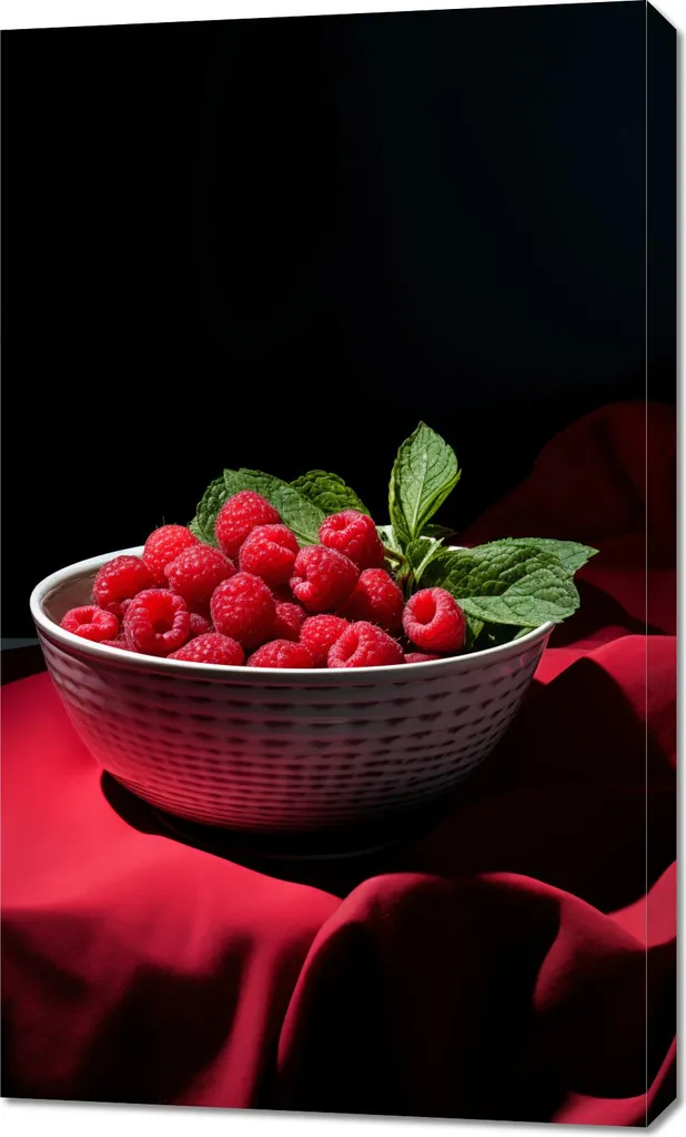 Déco Murale Cuisine Bol de Framboises 60x100 - Ambiance Fraîcheur HD