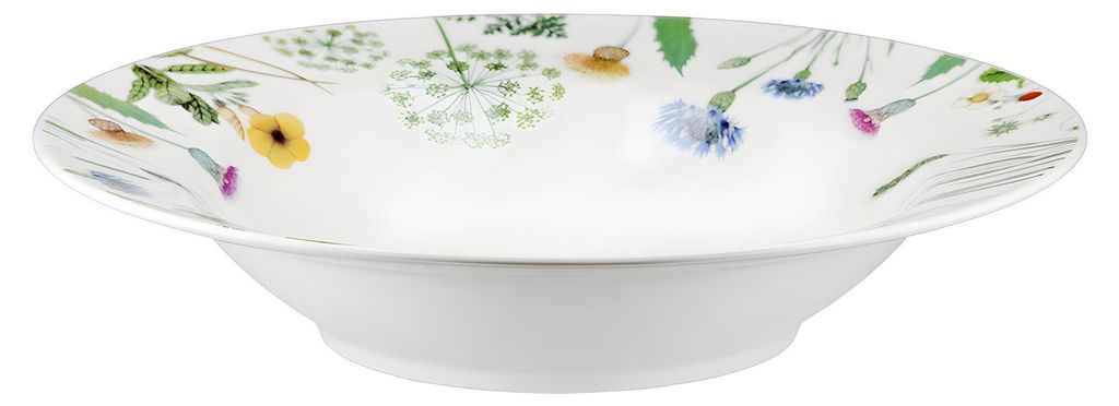Gilde Suppenteller, rund, "Wild Flowers", Blumendesign, Schmetterlingmotiv, Blumenmuster, Porzellan, weiß, VE 6, H. 4,8 cm, D. 23 cm Höhe: 4.80 c...