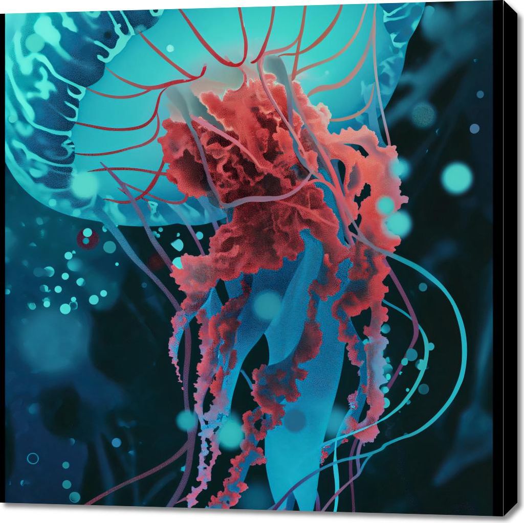 Bild 100x100cm Qualle - Tanzende mit den Wassern