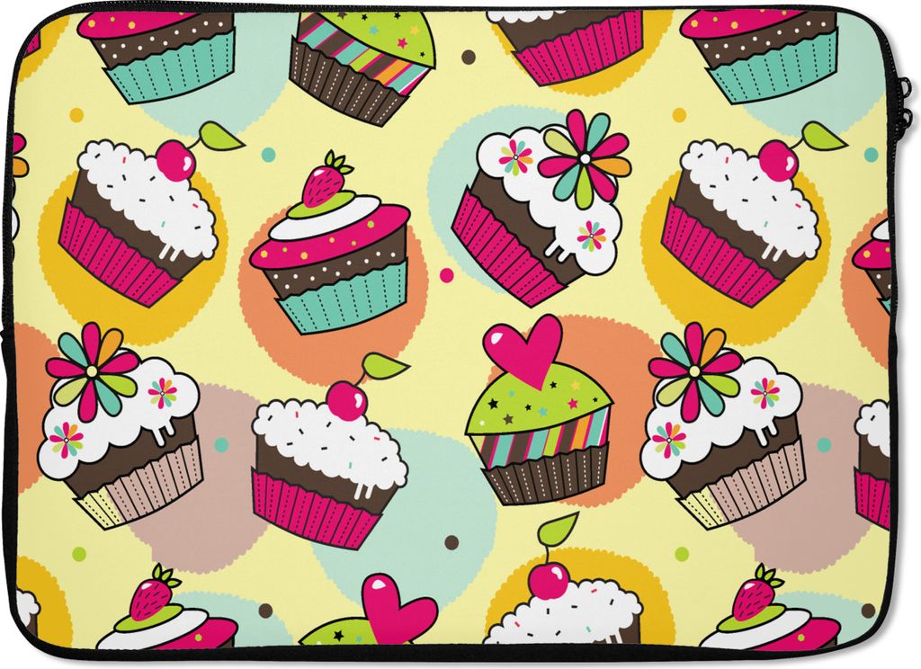MuchoWow Laptop Hülle 14 ZollMädchen - Cupcake - Schnittmuster - Mädchen - Kinder - Baby Laptoptasche - Laptoptasche - Stoßsicher - Schutzhaube