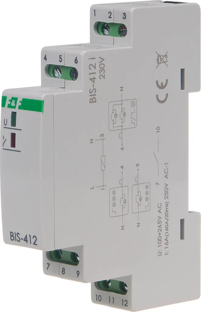 Relè ad Impulsi F&F BIS-412-LED per Carichi Induttivi e LED 16A