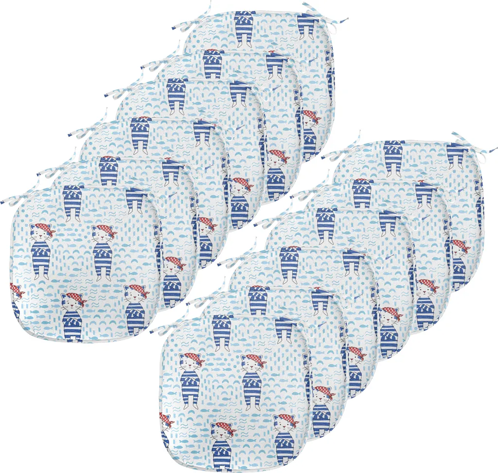 Coussins Décoratifs à Sangles Chat Marin Imperméables 40x40 cm - 12pcs