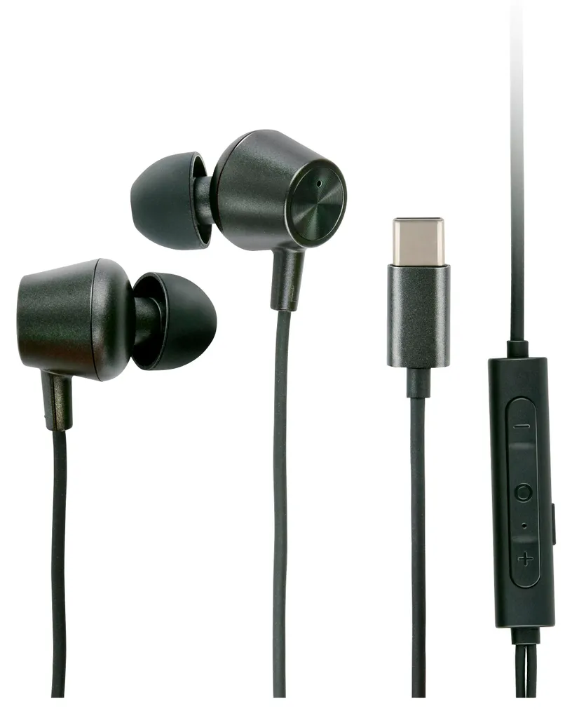 Écouteurs USB-C Intra-auriculaires Noir avec Micro et Réduction Bruit