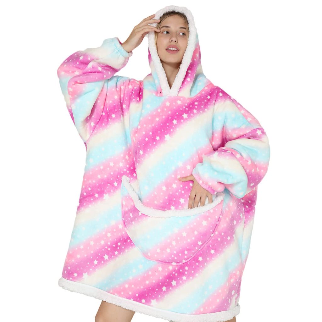 Übergroße Sherpa-Hoodie-Decke – Mit Kapuze Und Großer Tasche, Flanell & Sherpa, Geschenk Für Erwachsene