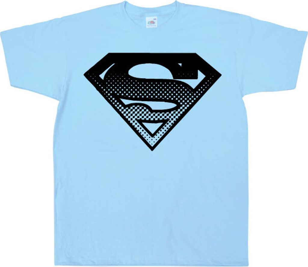 Superman Halftone Shield T-Shirt - X-Large - Skyblue