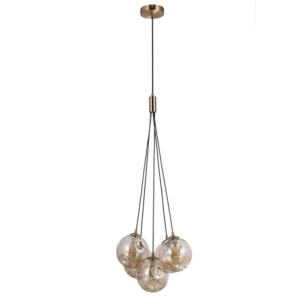 Perlos PND-54456-5-HB-AMB Italux - Lampada a Sospensione Ambra G9