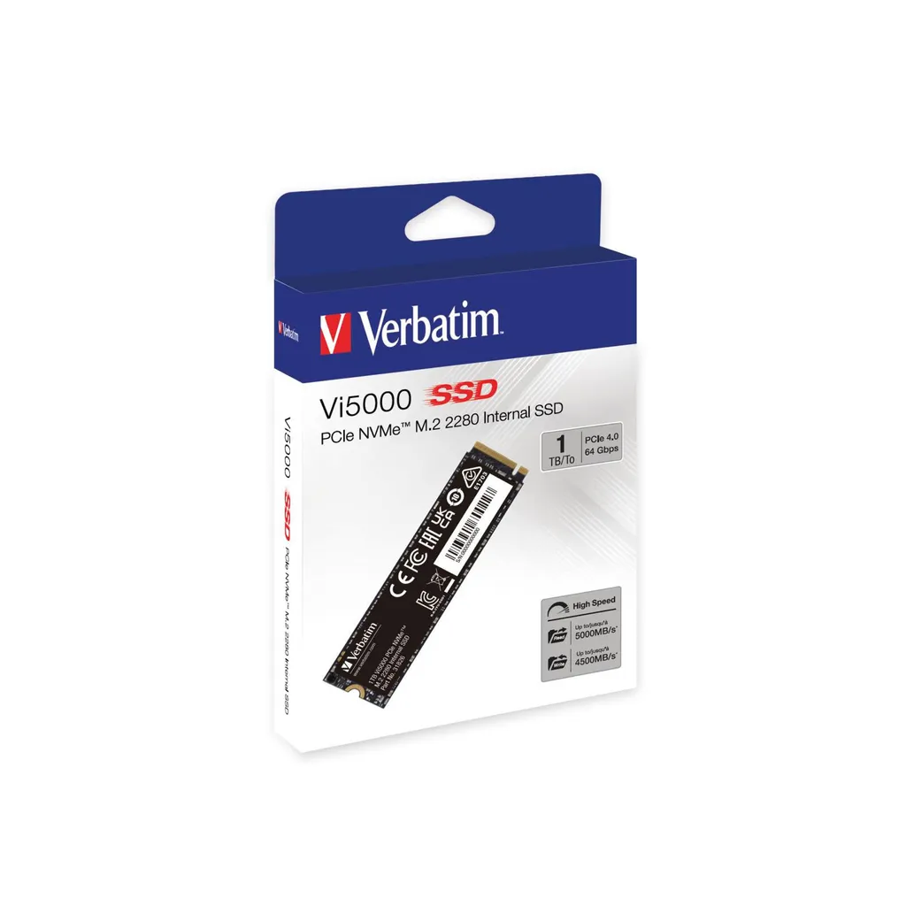SSD Verbatim Vi5000 1TB M.2 PCIe NVMe Gen 4 - Alta Affidabilità 5000MB/s