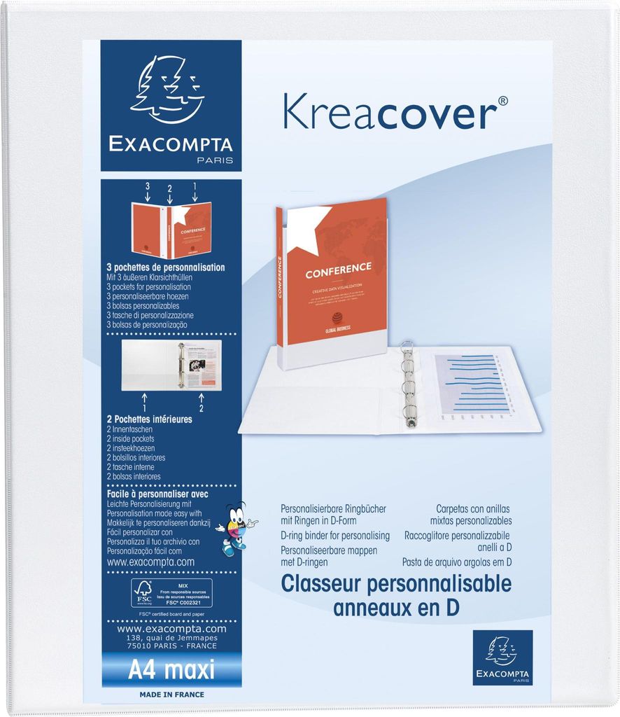 Exacompta 10x Ringbuch PP 4Ring 30mm in D-Form Rücken 47mm Produktbild 