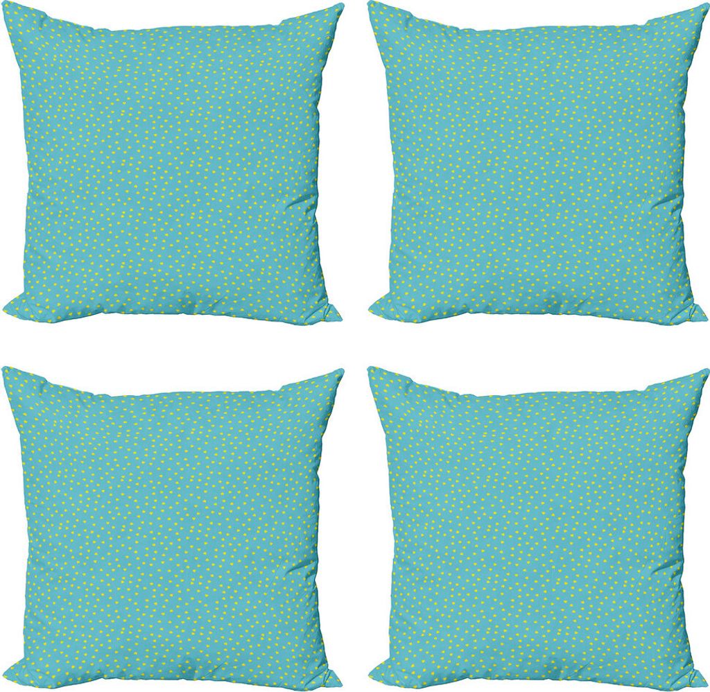 ABAKUHAUS irre Kissenbezug Set (4 Stück), Romantische Muster der Herzen, Moderner Doppelseitiger Digitaldruck, 50 cm x 50 cm, Deep Sky Blau und Gelb