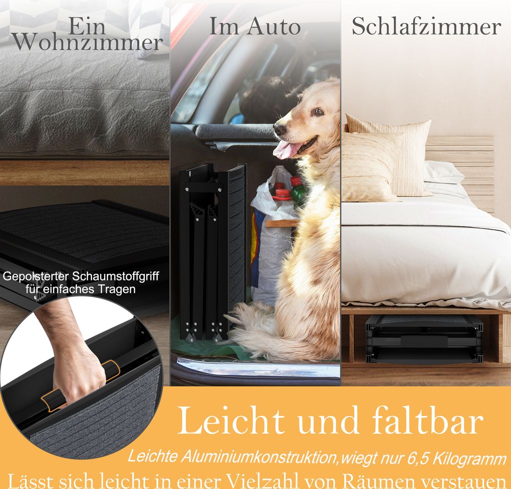 LZQ 157cm Hunderampe Auto Klappbar,Hundetreppe Auto mit Produktbild 4