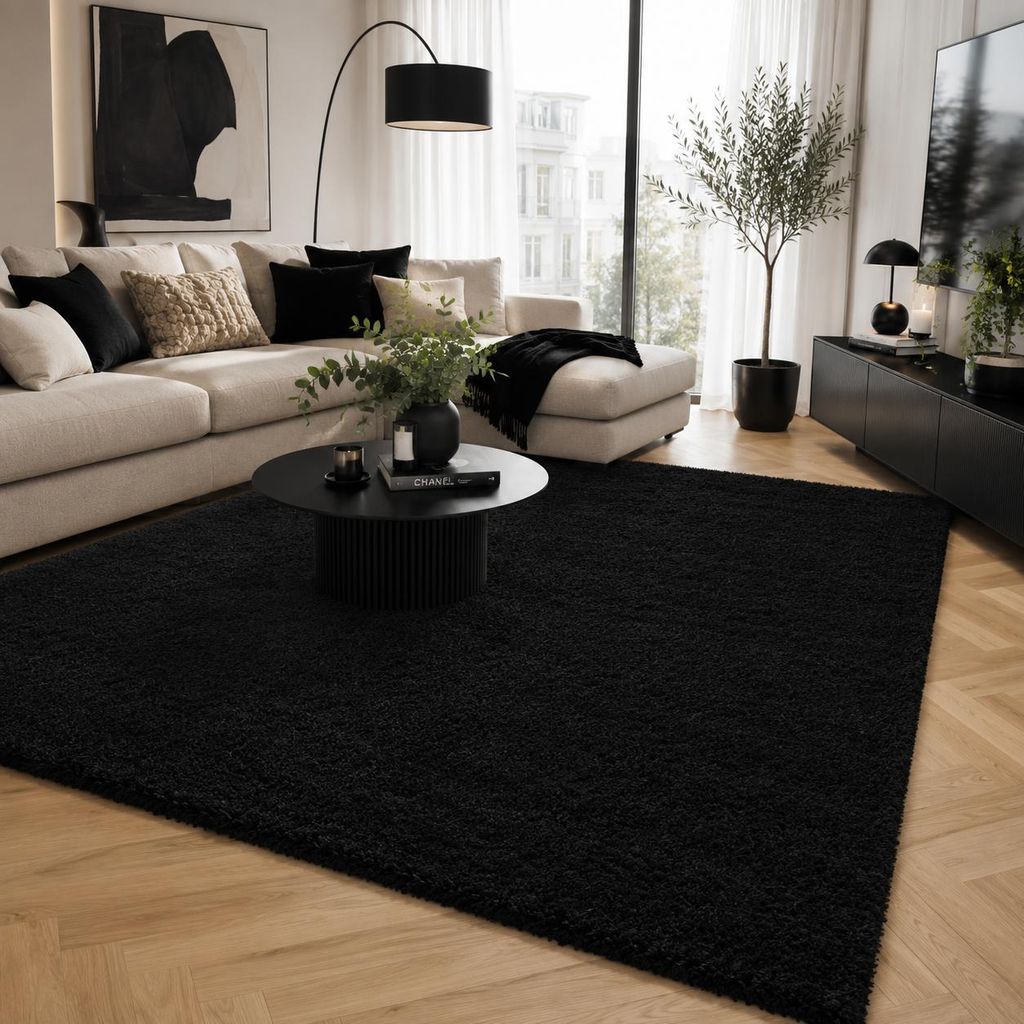 Aloha Schwarz – Hochflor Langflor Shaggy Teppich, Produktbild 