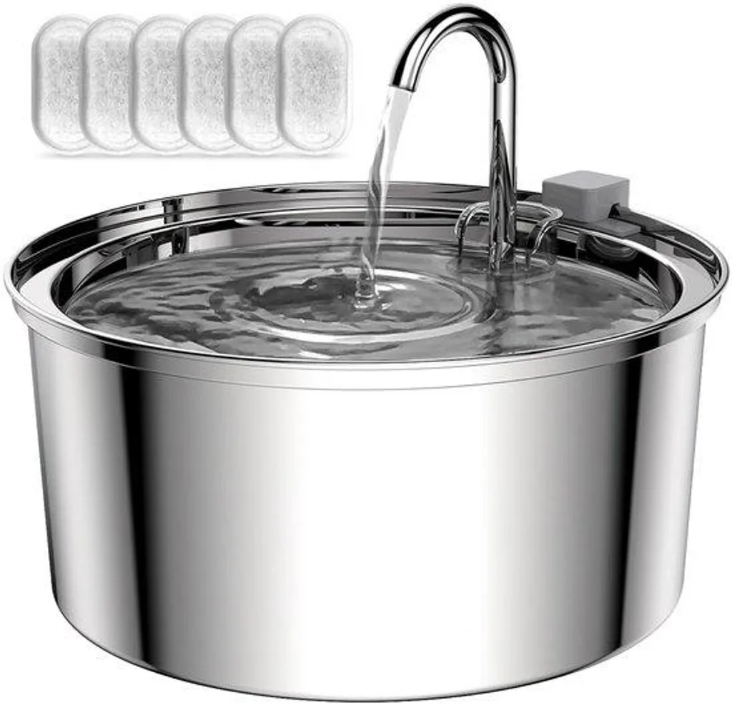 Fontaine à eau silencieuse pour chat, grand réservoir 3,2L inox durable