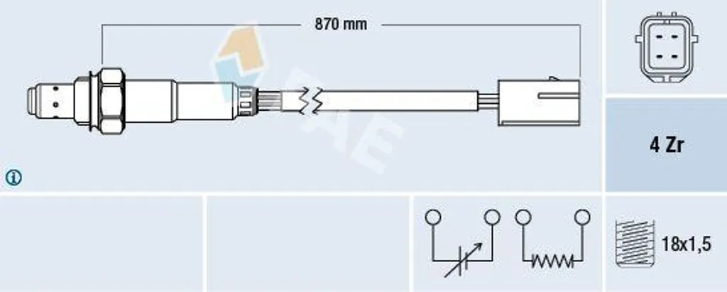 Sonde Lambda pour Réparer Fiat Brava et Bravo - Réf FAE 77214 4 Fils