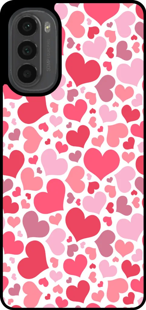 Smartphonica Custodia per telefono adatta a Motorola Moto G52 / G82 con stampa di cuori - Custodia Backcover in TPU con design a cuori - Custodia per bambini con design a cuori