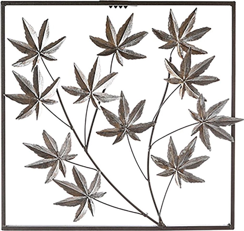 Wandrelief Wandbild Design Ahorn Wanddeko Metall braun silber 30cm Metalldeko